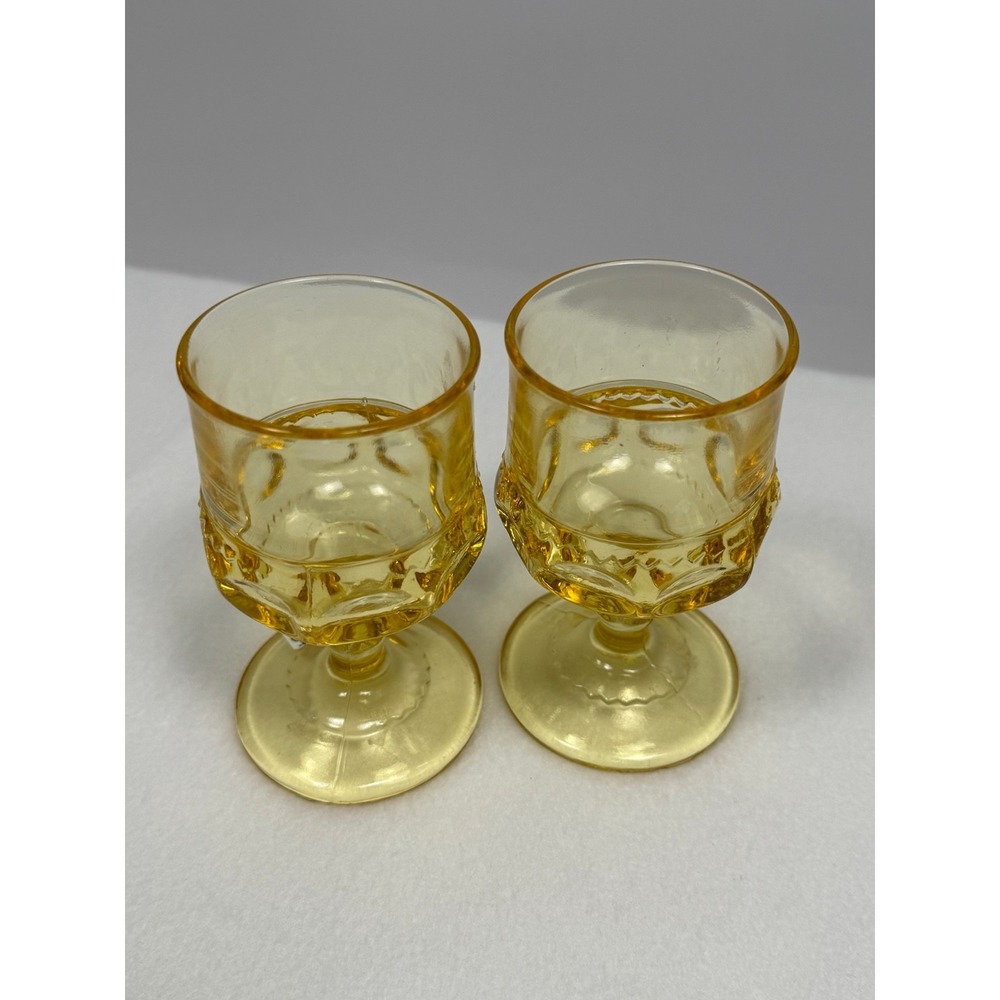 Vintage Amber Glass Cordial Glasses - Set of 2 Small